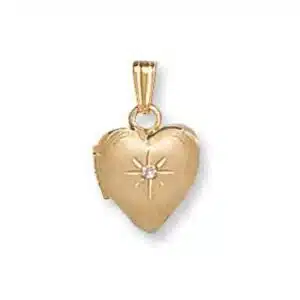 LOH-911-915: HEART SHAPED LOCKET W/ .01CT DIAMOND IN THE CENTER