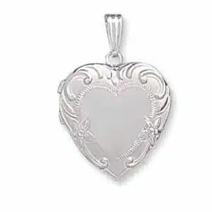 LOH-924: HEART SHAPED LOCKET WITH FLOWER DESIGN