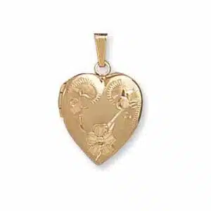LOH-927: HEART SHAPED LOCKET WITH FLOWER DESIGN